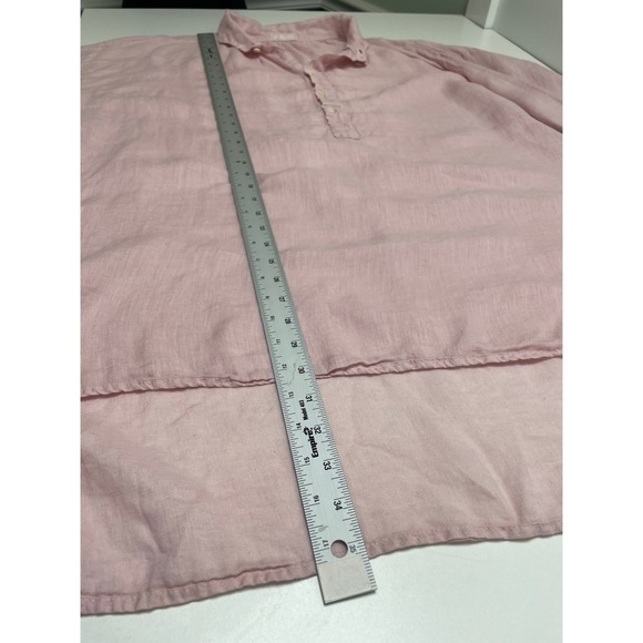 CP SHADES Linen Oversized Tunic Shirt Baby Pink Button Up Lagenlook Coastal L - Picture 7 of 9